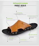 ADVBRIDGE  -  New Men's Slippers Summer Outside Leather Sandals Big Size Beach Slippers Anti-slip Mens Shoes