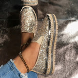 ADVBRIDGE  -  Women's Bling Rhinestone Decor Flats Comfort Thick Sole Slip on Casual Shoes Woman Fashion Glitter Platform Loafers Shoes