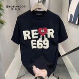 Advbridge Men‘s Wintern outfits 2024 Summer Korean Version Loose Casual Oversized Comfortable and Breathable Round Neck Printed Short Sleeved T-shirt for Men Advbridge Men‘s Wintern outfits