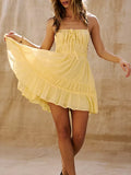 ADVBRIDGE  -  Women s Sleeveless A Line Mini Dress Backless Summer Smocked Spaghetti Strap Bohemian Bodycon Corset Party Dress