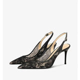 Advbridge 2024 Women's Shoes Lace Women's High Heels Sexy Party Pumps Women Pointed Toe Buckle Strap Thin Heel Slingbacks Women's Sandal
