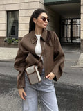 Advbridge Faux Fur Women's Jacket Long Sleeve Lapel Zipper Female Wool Female Coats 2024 Autumn Street Fashion Vintage Loose Lady Outwears