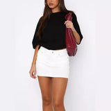 Advbridge Vintage Mini Denim Women's Skirt Solid Washed High Waist Button Pockets Lady Skrits 2025 Spring Summer Fashion Female Outwears