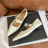 ADVBRIDGE  -  Pointed French Retro Low Heel Flat Heel Mary Jane Shoes for Women 2025 Spring New Style One Straw Style Single Shoes for Women