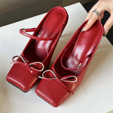Advbridge Sexy Square head Thin Heels Wedding Banquet Dress Mule Ladies Shoes 2025 Designer Bowknot Buckle Strap Pumps Women