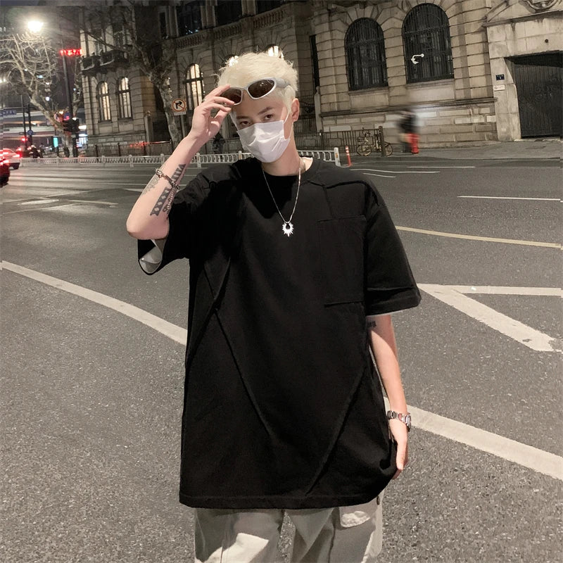 ADVBRIDGE  -  New Cotton Men's Fashion Short-sleeve Man T Shirt Short Sleeve Pure Color Men T Shirt for Male Tops Clothing Q115