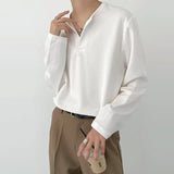 Advbridge Men Clothing Casual Spring Summer Long Sleeve Top Shirt New Fashion Men's Pullover 2024 Harajuku Button O-Neck Basic Tee T-shirt