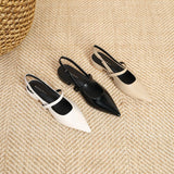 ADVBRIDGE  -  Women's Flat Sandals Minimalist Pointed Flat Sole Shoes One Word Strip with Empty Back Low Heel Women's Shoes Sandalias Mujer