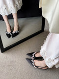 ADVBRIDGE  -  Sexy Crystal Butterfly-knot Women Pumps Elegant Pointed Toe Thin Low Heels Slingbacks Prom Shoes Zapatos De Mujer