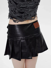 Advbridge PU Leather Pleated Skirt High Waist Female Summer Thin Ultra Short Skirt Y2k Korean Fashion Cute A Word Skirt