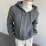 Advbridge Autumn Clothing Men's Light Luxury Jacquard Knitted Hooded Cardigan Sweater Korean Popular Zipper Long Sleeve Hoodie Knitwear