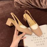 Advbridge Designer Womens Shoes Fashion Shallow Super Soft Skin Sandals for Women Fashion Thick Heel Ladies Shoe Elegant Woman Heeled Shoe