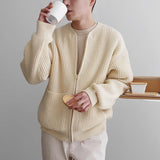 Advbridge Autumn Clothing Men's Luxury Zipper Knitted Cardigan Casual Streetwear Solid Color Long Sleeve Knitwear Retro Pocket Jacket