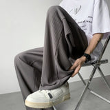 ADVBRIDGE  -  Summer Pleated Pants Men Fashion Oversized Ice Silk Pants Men Japanese Streetwear Hip-hop Loose Straight Pants Mens Trousers