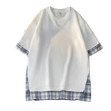 ADVBRIDGE  -  Baggy T Shirt Oversized Patchwork Cotton Drop Shoulder Tops Graphic T Shirts Breathable Print Mens Designer Clothes Q106
