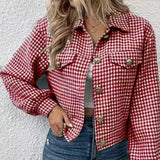 Advbridge Women OL Style Single Breasted Coats Winter Fashion Long Sleeve Jacquard Outwear French Female Chic Houndstooth Slim Jackets