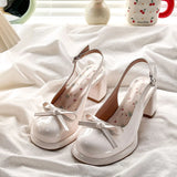 ADVBRIDGE  -   Lolita Shoes for Women Summer Patent Leather Sandals Outdoor Soft Beach Shoes Women Thick Heels Platform Shoes Women Bow Sandals