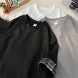 ADVBRIDGE  -  Baggy T Shirt Oversized Patchwork Cotton Drop Shoulder Tops Graphic T Shirts Breathable Print Mens Designer Clothes Q106