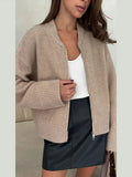 Advbridge Knit Gray Women Cardigan Loose Long Sleeve Zipper Female Sweater 2025 Casual Spring Fashion O Neck Straight Female Overcoat