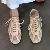 ADVBRIDGE  -  German Training Shoes Women 2025 Summertime Flat Lace-up Forrest Gump Shoes Women Genuine Leather Mesh Ventilation Sneakers