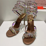 Advbridge Crystal Lights Serpentine Lace-Up High-heel Party Banquet Stiletto Sexy Snake Wedding Women Shoe Luxury Rhinestone Ankle Sandals
