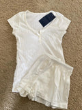 ADVBRIDGE  -  Stripes T-shirt Shorts 2 Pieces Sets Summer Short Sleeve Slim Three Buttons Crop Top Elastic Short Pant for Woman Sweet Y2k Set