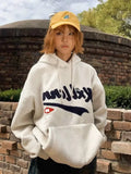 Advbridge Vintage Korean Style Women Hoodies Causal Oversized Basic Preppy Style Hooded Pullovers Letter Embroidery Sweatshirts