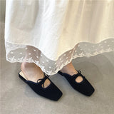 ADVBRIDGE  -  Summer 2025 New Women Flat Slipper Fashion Square Toe Slip On Mules Shoes Soft Flat Heel Outdoor Dress Sandal Slides New Woman