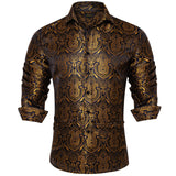 Advbridge New Luxury Silk Designer Men's Shirt Long Sleeve Social Button Down Collar Dress Shirts Blouse Prom Party Men Clothing