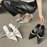 ADVBRIDGE  -  Satin CRYSTAL Rhinestone Women Pumps Fashion Slingbacks Buckle Strap Bridal Thin Heels Shoes Zapatillas De Mujer