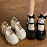 Advbridge Black Chunky Booties Platform Woman Short Mary Janes Shoes Elegant with Medium Heels Ankle Lolita Boots for Women Boot Y2k Sale