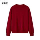 Advbridge Semir Hoodie Women Design-featured Embroidered Loose and Lazy 2025 New Spring Round-neck Drop-shoulder Pullover Fashionable
