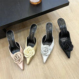 Advbridge Designer Flower Pointed Toe Women Pumps Slippers Fashion Thin High Heels Shoes Mule Ladies Slide Zapatillas De Mujer