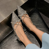 Advbridge new spring women pumps natural leather 22-24.5cm length Glitter +pigskin pointed toe Crystal cross strap Mary Jane shoes