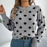 Advbridge 2025 Autumn/Winter Casual Contrast Color Polka Dot Sweater Women Round Neck Loose Pullover Female Fashionable Retro Outerwear