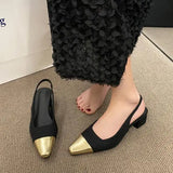 Advbridge Summer Women's Shoes Casual Heels Navy Blue Pumps 2025 Shallow Mouth Sweet Sandals Ladies Comfortable Low Orange Straps Branded