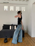 Advbridge Streetwear Jeans Women Wide Leg Pants Denim Trousers Korean Fashion Hip Hop Vintage Designer Y2k Blue Washed Jeans Chic