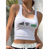 Advbridge r Electric Quantity Print Gothic Streetwear White Crop Top Y2K Aesthetic Fashion Style Camisole Harajuku Clothes