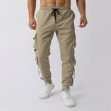 Advbridge Casual Stitching Pockets 2024 Trousers Streetwear All Match Solid Mid Waist Drawstring Cargo Pant Fashion Baggy Men's Pants