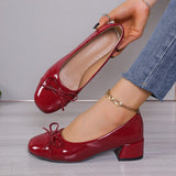 Advbridge 2024 New Women Pumps Platform Round Toe Heels Women Bow-knot Sweet Ballet Shoes Office Woman Mary Jane Shoes Zapatos De Mujer