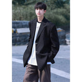 Advbridge Spring New Men Blazers Leisure Loose Suit Coat Men Metal Decoration Solid Color Blazer Jacket Fashion Black Suit Top Clothes