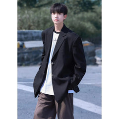 Advbridge Spring New Men Blazers Leisure Loose Suit Coat Men Metal Decoration Solid Color Blazer Jacket Fashion Black Suit Top Clothes