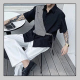 Advbridge Summer Casual Men's Clothing Handsome Trend Korean Version Short Sleeve Polo-Neck Single-breasted Fake Two Pieces Fashion Shirt