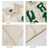 Advbridge Men Hip Hop Streetwear Retro Shirt Letter Creative Embroidery  shirt Cotton Shirt Short Sleeve Racing Style Tops Tees New