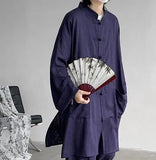 ADVBRIDGE  -  M-5XL Plus Size Men Chinese Tang Suit Tai Chi Set Kung Fu Long Sleeve Shirt and Pants Uniform Knot Buttons Long Shirt Man XXXXXL