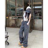 Advbridge Black High Waist Women Jeans Vintage Straight Casual Baggy Punk Hip Hop Y2K Street American Wide Leg Female Trouser Denim Pants