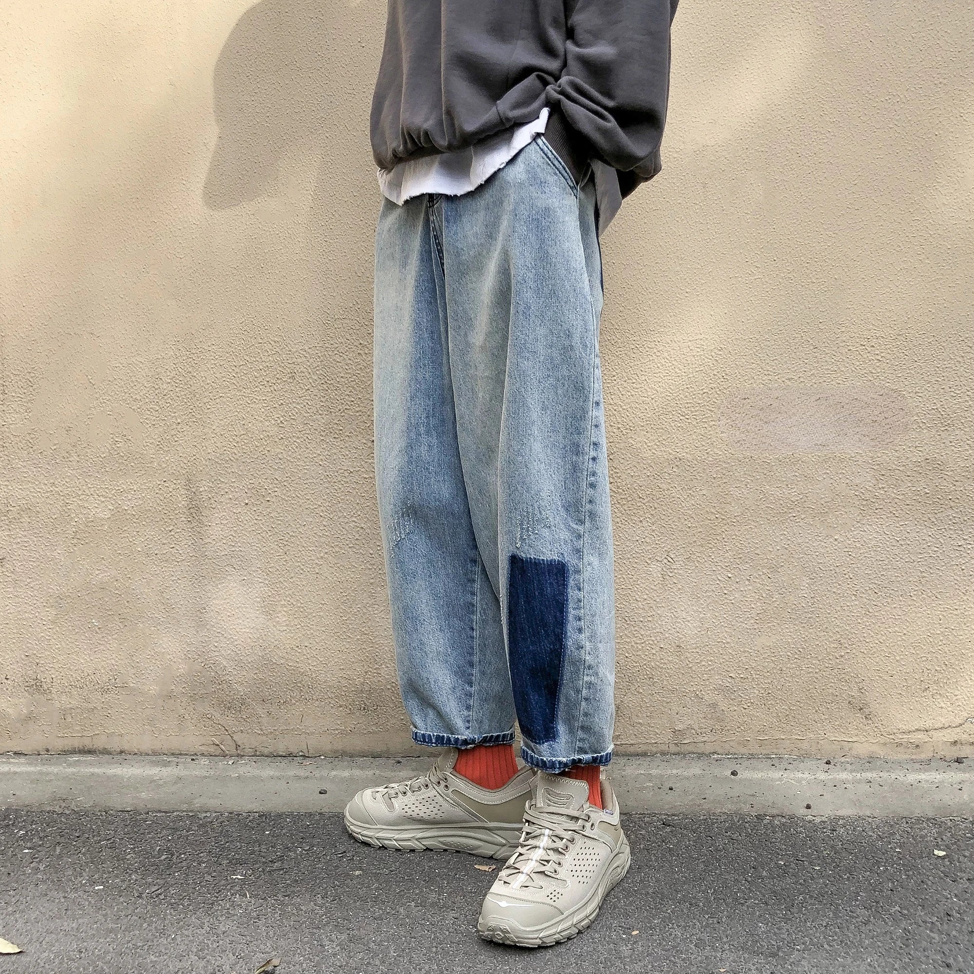 Advbridge Spring Harem Pants Men's Jeans Men Harajuku Vintage Patch Jean Pants Casual Denim Pants Hip Hop Male Ankle-length Trousers