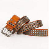 Advbridge 3 Needles Heavy Metal Cowboy Punk Belt Real Genuine Leather Hip Hop Belts Men Cross Square Rivet Jeans Belt Male Strap Studded