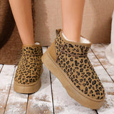Advbridge Leopard Print Suede Snow Boots Woman Platform Ankle Boots Winter New Thickened plush Warm Cotton Shoes Women  Short-Tube Boots