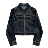 ADVBRIDGE  -  Women Black Denim Jackets Spring Summer New Korean High Street Short Turn Down Collar Jean Coats Chic All-Match Outerwears